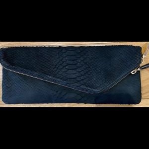 Henri Bendel Black snakeskin clutch
